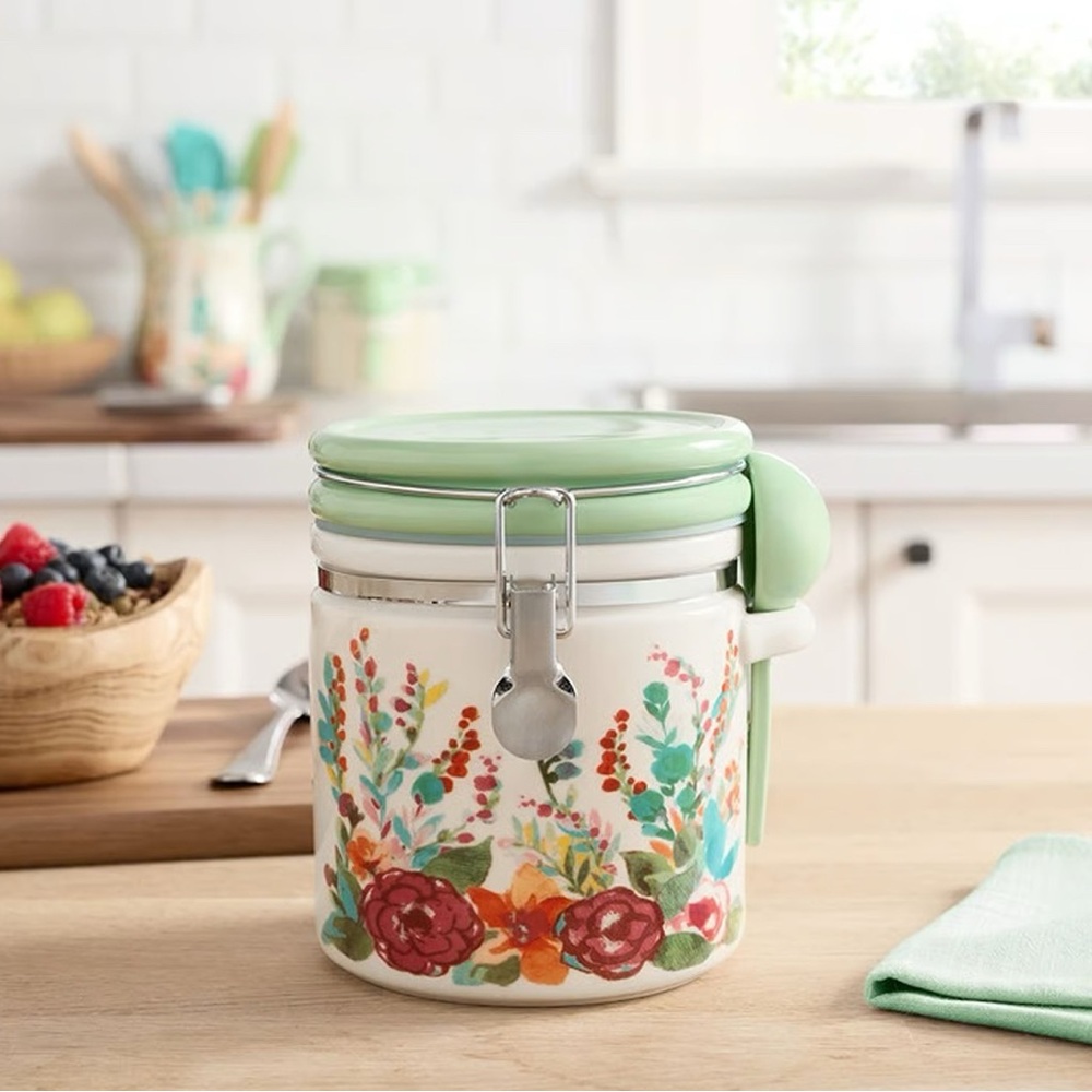 Painted Meadow Large Canister with Ceramic Spoon